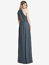 Rear View Thumbnail - Silverstone Illusion Back Halter Maxi Dress with Covered Button Detail