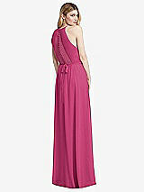 Rear View Thumbnail - Tea Rose Illusion Back Halter Maxi Dress with Covered Button Detail