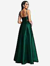 Rear View Thumbnail - Hunter Green Open Neckline Cutout Satin Twill A-Line Gown with Pockets