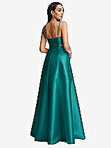 Rear View Thumbnail - Jade Open Neckline Cutout Satin Twill A-Line Gown with Pockets