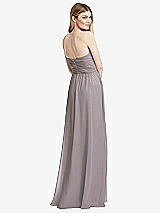 Rear View Thumbnail - Cashmere Gray Shirred Bodice Strapless Chiffon Maxi Dress with Optional Straps