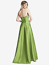 Rear View Thumbnail - Mojito Strapless Bias Cuff Bodice Satin Gown with Pockets