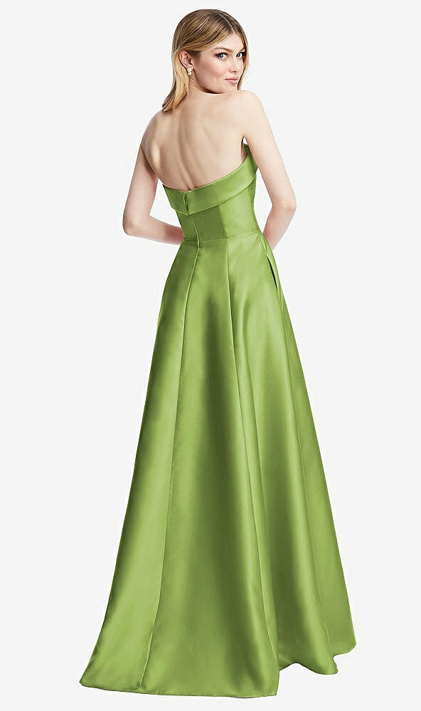 Back View - Mojito Strapless Bias Cuff Bodice Satin Gown with Pockets