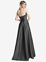 Rear View Thumbnail - Gunmetal Strapless Bias Cuff Bodice Satin Gown with Pockets