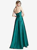 Rear View Thumbnail - Jade Strapless Bias Cuff Bodice Satin Gown with Pockets