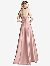 Rear View Thumbnail - Rose - PANTONE Rose Quartz Strapless Bias Cuff Bodice Satin Gown with Pockets