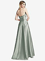 Rear View Thumbnail - Willow Green Strapless Bias Cuff Bodice Satin Gown with Pockets