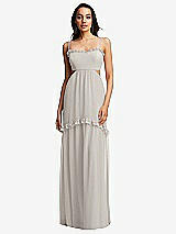 Front View Thumbnail - Oyster Ruffle-Trimmed Cutout Tie-Back Maxi Dress with Tiered Skirt