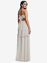 Rear View Thumbnail - Oyster Ruffle-Trimmed Cutout Tie-Back Maxi Dress with Tiered Skirt