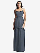 Front View Thumbnail - Silverstone Ruffle-Trimmed Cutout Tie-Back Maxi Dress with Tiered Skirt