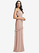 Side View Thumbnail - Toasted Sugar Ruffle-Trimmed Cutout Tie-Back Maxi Dress with Tiered Skirt