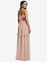 Rear View Thumbnail - Toasted Sugar Ruffle-Trimmed Cutout Tie-Back Maxi Dress with Tiered Skirt