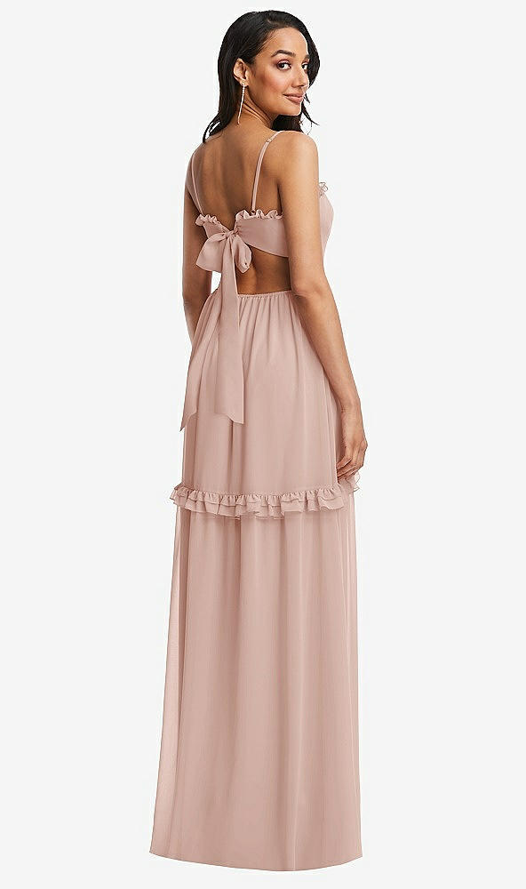 Back View - Toasted Sugar Ruffle-Trimmed Cutout Tie-Back Maxi Dress with Tiered Skirt