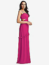 Side View Thumbnail - Think Pink Ruffle-Trimmed Cutout Tie-Back Maxi Dress with Tiered Skirt