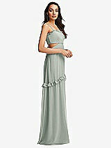 Side View Thumbnail - Willow Green Ruffle-Trimmed Cutout Tie-Back Maxi Dress with Tiered Skirt