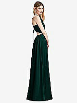 Side View Thumbnail - Evergreen Halter Cross-Strap Gathered Tie-Back Cutout Maxi Dress