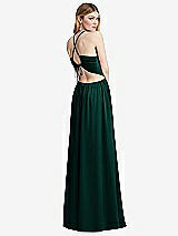 Rear View Thumbnail - Evergreen Halter Cross-Strap Gathered Tie-Back Cutout Maxi Dress