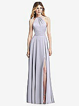 Front View Thumbnail - Silver Dove Halter Cross-Strap Gathered Tie-Back Cutout Maxi Dress