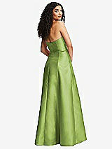 Rear View Thumbnail - Mojito Strapless Bustier A-Line Satin Gown with Front Slit