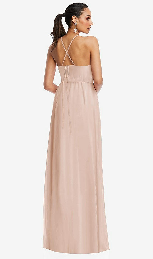 Back View - Cameo Plunging V-Neck Criss Cross Strap Back Maxi Dress