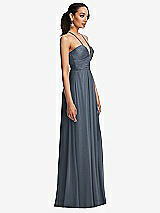 Side View Thumbnail - Silverstone Plunging V-Neck Criss Cross Strap Back Maxi Dress