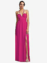 Front View Thumbnail - Think Pink Plunging V-Neck Criss Cross Strap Back Maxi Dress