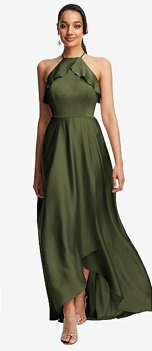 Olive Green High Low Bridesmaid Dresses