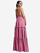 Rear View Thumbnail - Orchid Pink Low-Back Triangle Maxi Dress with Ruffle-Trimmed Tiered Skirt