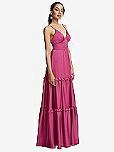 Side View Thumbnail - Tea Rose Low-Back Triangle Maxi Dress with Ruffle-Trimmed Tiered Skirt