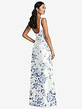 Rear View Thumbnail - Cottage Rose Larkspur Pleated Bodice Open-Back Floral Maxi Dress with Pockets