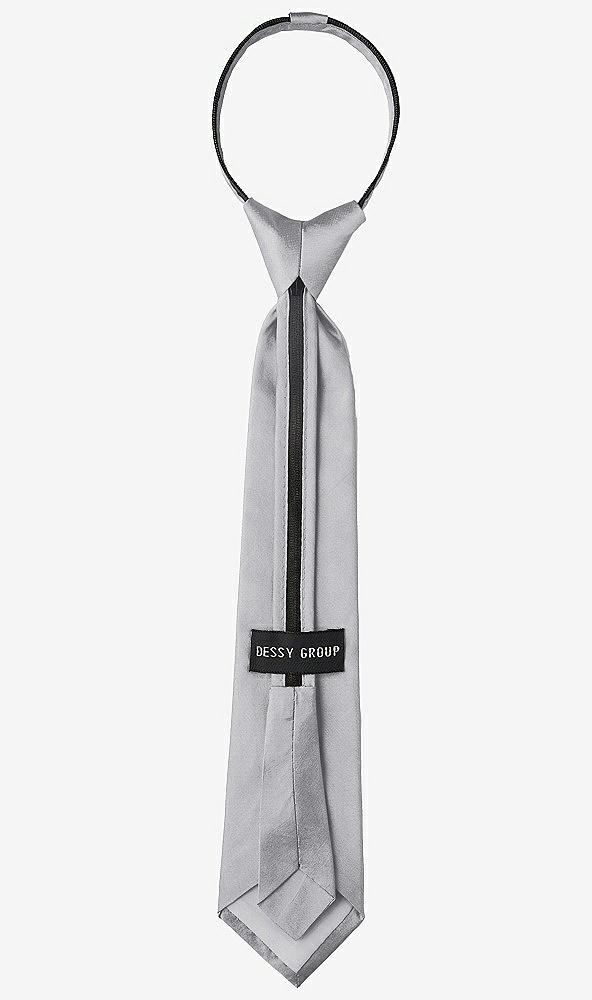 Back View - French Gray Peau de Soie Boy's 14" Zip Necktie by After Six