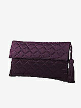 Front View Thumbnail - Aubergine Quilted Envelope Clutch with Tassel Detail