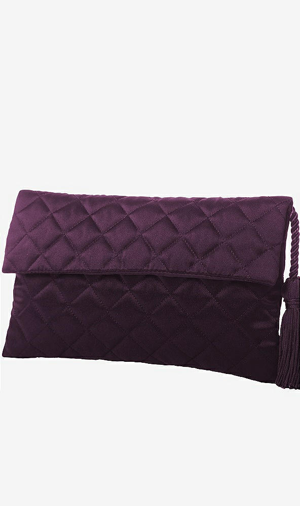 Front View - Aubergine Quilted Envelope Clutch with Tassel Detail