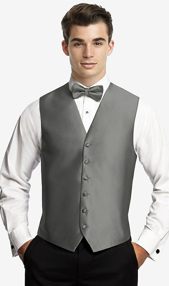 Front View - Charcoal Gray Yarn-Dyed 6 Button Tuxedo Vest by After Six