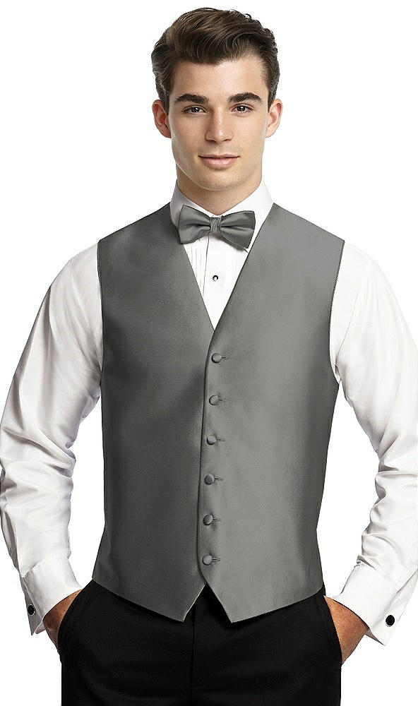 Back View - Charcoal Gray Yarn-Dyed 6 Button Tuxedo Vest by After Six