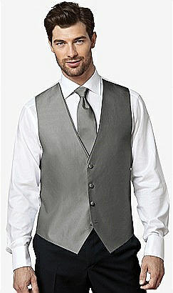 Reversible Tuxedo Vests By After Six In Charcoal Gray & Ocean Blue