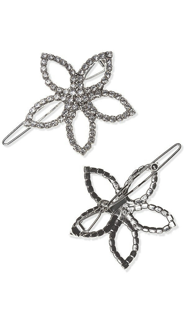 Back View - Clear Rhinestone Starflower Barrettes