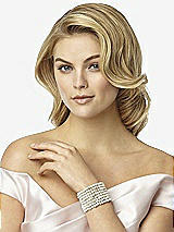 Rear View Thumbnail - Natural Sea Pearl Woven Wide Bridal Cuff Bracelet