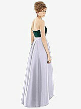 Alt View 2 Thumbnail - Silver Dove & Evergreen Strapless Satin High Low Dress with Pockets