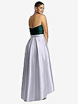 Rear View Thumbnail - Silver Dove & Evergreen Strapless Satin High Low Dress with Pockets