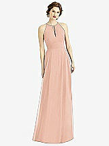 Front View Thumbnail - Pale Peach Keyhole Halter Chiffon Maxi Dress