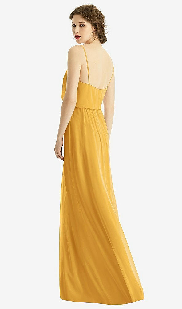 Back View - NYC Yellow V-Neck Blouson Bodice Chiffon Maxi Dress