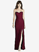 Front View Thumbnail - Cabernet Strapless Crepe Trumpet Gown with Front Slit