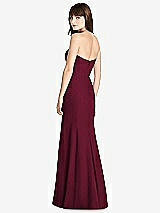 Rear View Thumbnail - Cabernet Strapless Crepe Trumpet Gown with Front Slit