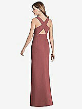 Front View Thumbnail - English Rose Criss Cross Back Trumpet Gown with Front Slit