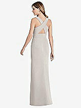 Front View Thumbnail - Oyster Criss Cross Back Trumpet Gown with Front Slit