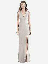 Rear View Thumbnail - Oyster Criss Cross Back Trumpet Gown with Front Slit