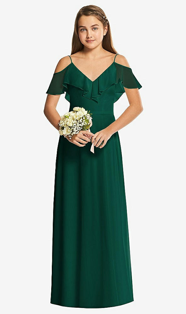 Front View - Hunter Green Dessy Collection Junior Bridesmaid Dress JR548
