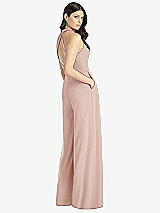 Rear View Thumbnail - Toasted Sugar V-Neck Backless Pleated Front Jumpsuit
