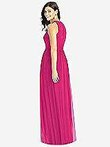 Rear View Thumbnail - Think Pink Shirred Skirt Jewel Neck Halter Dress with Front Slit